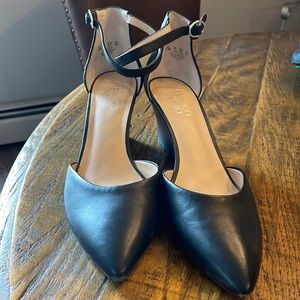 FRANCO SARTO LEATHER POINTED TOE WEDGE